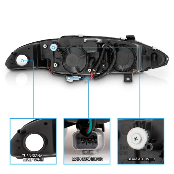 Mitsubishi Eclipse 1997-1999 фары передние линзовые черные, ангельские глазки