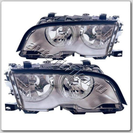 BMW 3 E46 (98-01) 4 дв. фары передние хромированные, с электромотором корректора, комплект 2 шт.