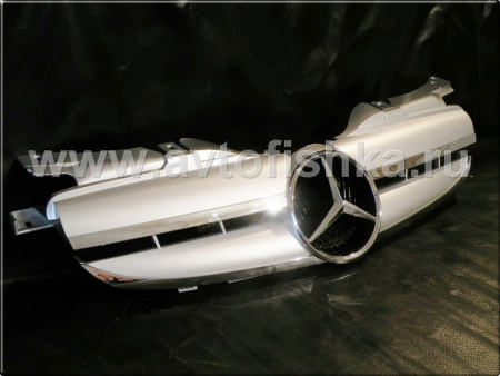 Mercedes SLK R170 (98-04) решетка радиатора 2 ламели, дизайн AMG, серебристая