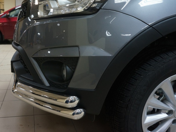 SsangYong Actyon (14–) Защита переднего бампера двойная d 60/60 мм, нерж.