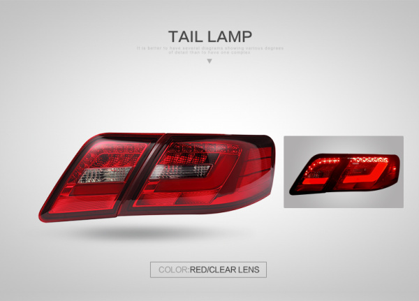 Toyota Camry V40 (2006-2011) задние светодиодные фонари красно-хромированные, комплект 2 шт.