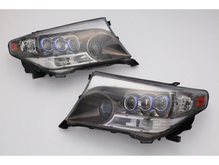Toyota Land Cruiser 200 (2008-) фары передние линзовые тонированный хром, под корректор, дизайн LS600h, по заказу MidWest, комплект 2 шт.