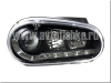 Volkswagen Golf 4 (98-03) фары передние линзовые черные с нижней светодиодной подсветкой, комплект 2 шт.