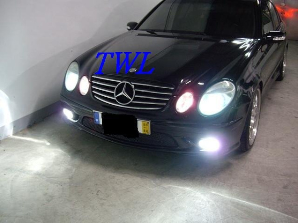 Mercedes E W211 (02-06) фары передние линзовые хромированные, ксеноновые, комплект 2 шт.