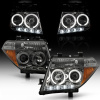Nissan Pathfinder III, Navara (2005-2010) передние фары линзовые хром, с ДХО и ангельскими глазками