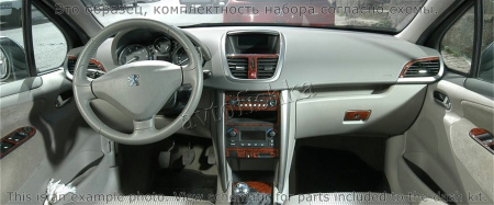 Peugeot 207 2006-2014 декоративные накладки (отделка салона) под дерево, карбон, алюминий