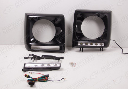 Mercedes-Benz G-Klasse W463 1990 - 2018 Очки на фары черные с хром ДХО