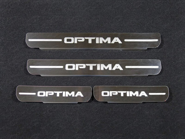 Kia Optima (16–) Накладки на пороги (лист шлифованный надпись OPTIMA) 4шт