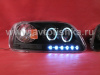 Ford F150, Expedition (96-03) фары передние линзовые черные, со светящимися ободками и светодиодной подсветкой, комплект 2 шт.