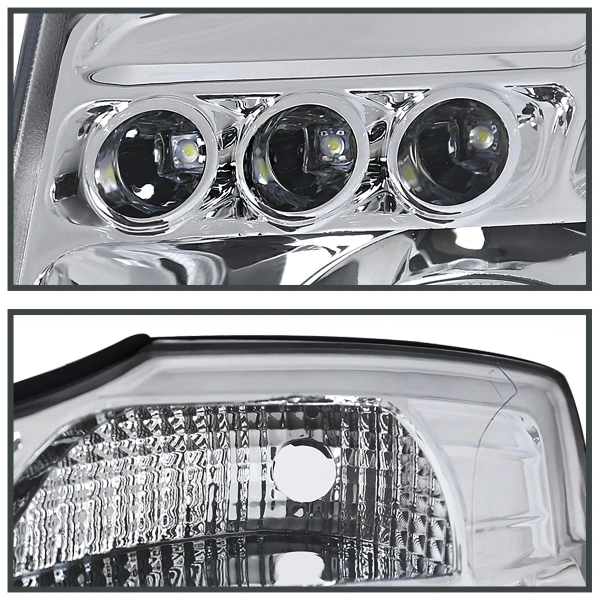 Nissan Titan (04-15), Armada (04-07) фары передние линзовые хромированные, с ангельскими глазками 