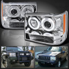 Jeep Grand Cherokee (93-98) передние фары хром тюнинг с светящими ободками (ангельские глазки)