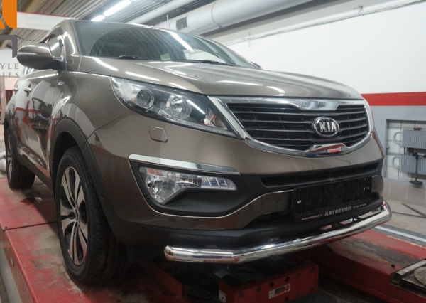 Kia Sportage (10–/14–) Защита переднего бампера одинарная d 60 мм, нерж.