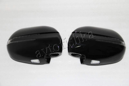 Toyota Land Cruiser Prado 120 (02-) черные или под покраску корпуса боковых зеркал, со светодиодным поворотником в стиле Стрела и с подсветкой Welcome, комплект 2 шт.