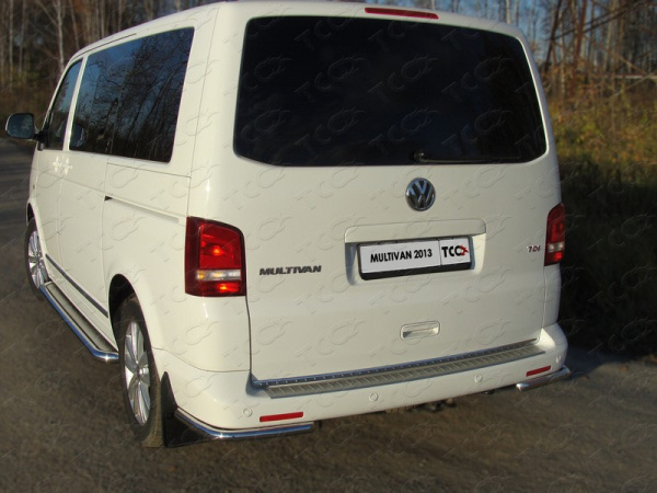 Volkswagen Transporter; Multivan (03–/10–) Пороги с площадкой 60,3 мм (нерж. лист)