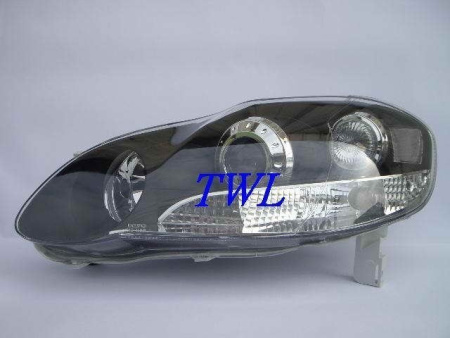 Toyota Corolla Altis (01-04) USA передние фары линзовые черные, со светящимися ободками, комплект 2 шт.