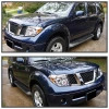 Nissan Pathfinder III, Navara (05-10) фары передние линзовые хромированные, со светящимися ободками, комплект 2 шт.