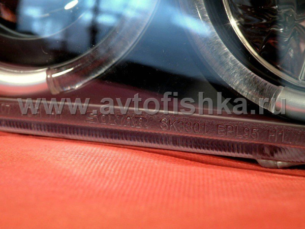 Ford Explorer (95-01) фары передние линзовые черные, со светящимися ободками и светодиодной подсветкой, комплект 2 шт.