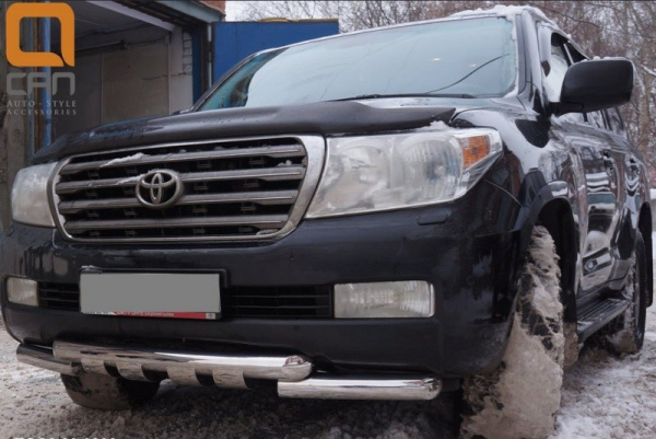 Toyota Land Cruiser (07–/12–) Защита переднего бампера двойная Shark d 76 мм, нерж.