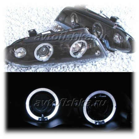 BMW 3 E46 (98-01) 4 дв. седан фары передние черные, с двумя светящимися ободками, комплект 2 шт.