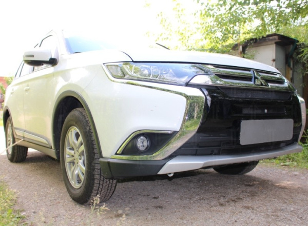 Mitsubishi Outlander (15–) Защита радиатора, чёрная (4 части)