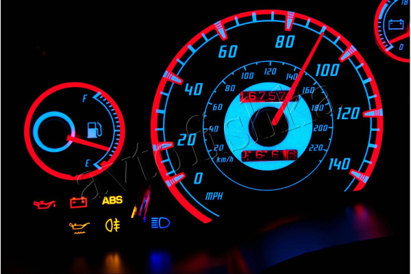 Toyota MR2 - W20 светодиодные шкалы (циферблаты) на панель приборов - дизайн 2