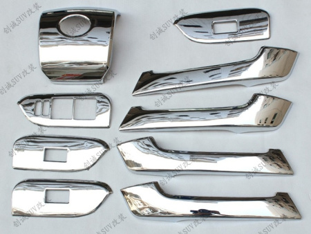 Toyota Land Cruiser Prado 150 (10-) накладки панелей салона, хромированные, комплект 9 предметов