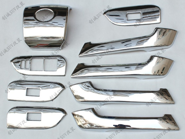 Toyota Land Cruiser Prado 150 (10-) накладки панелей салона, хромированные, комплект 9 предметов