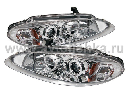 Dodge Intrepid 98-04 фары передние линзовые хромированные, со светящимися ободками, комплект 2 шт.