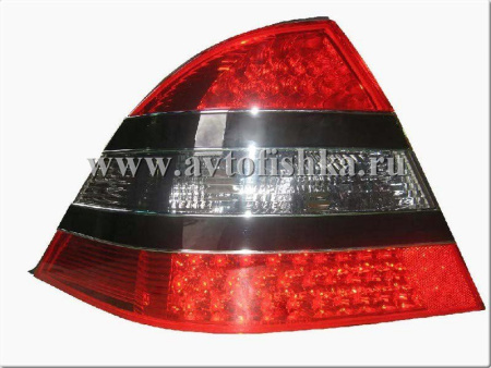 Mercedes S W220 (98-) фонари задние светодиодные красно-тонированные, с черными молдингами, дизайн W221, комплект 2 шт.