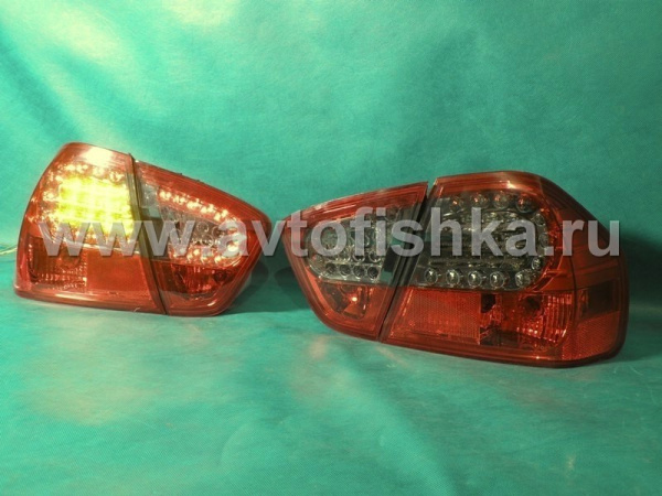 BMW 3 E90 (05-) задние светодиодные фонари красно-тонированные, комплект 2 шт.