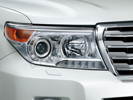 Toyota Land Cruiser 200 (08-15) фары передние линзовые хромированные, с светодиодной подсветкой, BROWNSTONE