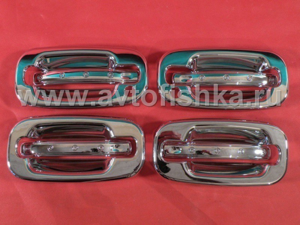Chevrolet Tahoe, Suburban, GMC Yukon, Denali (99-06) накладки на боковые зеркала, на ручки дверей, лючок бензобака, на задние фонари, ручку задней двери, хромированные, комплект 15 предметов
