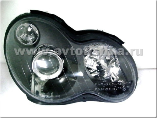 Mercedes C-class W203 (00-03) фары передние линзовые черные, комплект 2 шт.