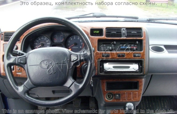Декоративные накладки салона Toyota RAV-4 1998-2000 4 двери, 20 элементов.
