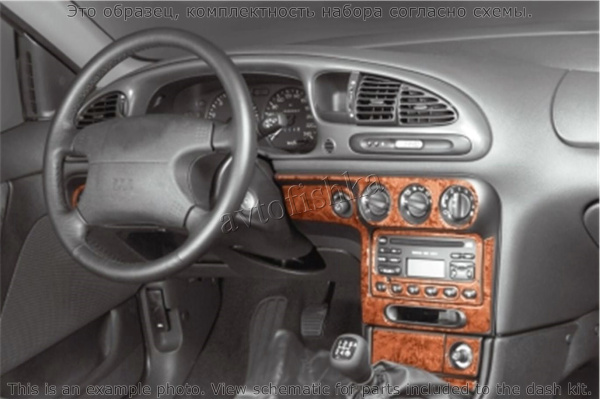 Ford Mondeo 1996-2000 декоративные накладки (отделка салона) под дерево, карбон, алюминий