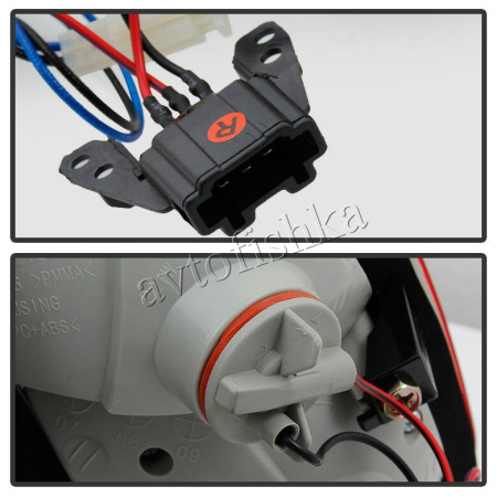 Mercedes W208 CLK (97-03) фонари задние, красно-хромированные светодиодные, комплект лев.+ прав.