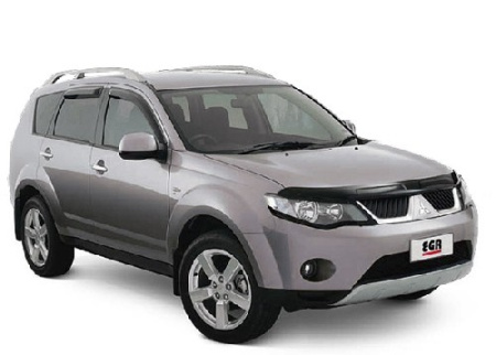 Mitsubishi Outlander (07–09) Защита передних фар, прозрачная