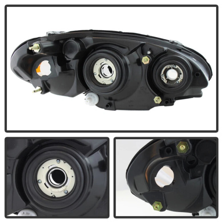 Chrysler PT Cruiser (01-05) фары передние черные прозрачные, комплект 2 шт.