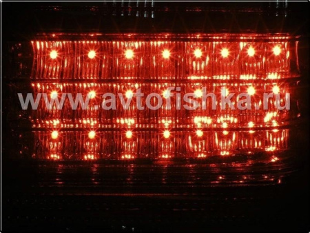 Mercedes S W140 (92-99) фонари задние светодиодные красно-тонированные, с центральным молдингом, комплект лев.+прав.