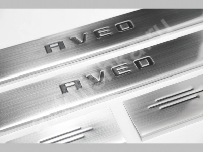 Chevrolet Aveo (2006-) накладки на пороги из нержавеющей стали, 4 шт.