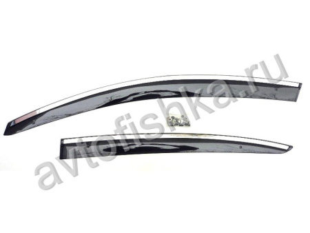 Volkswagen Passat B6 и B7 2005- дефлекторы боковых окон темные, ветровики с нержавеющим молдингом, комплект 4 шт.