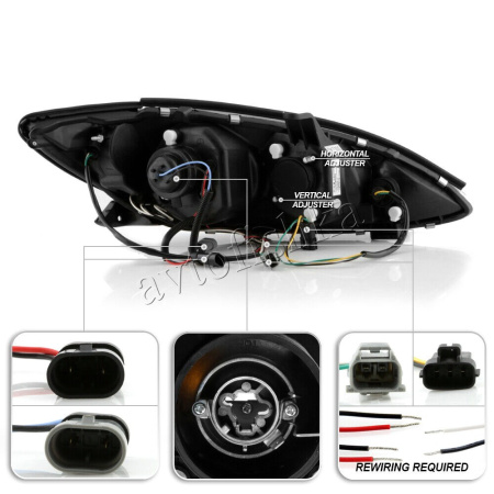 Toyota Camry 30 (02-06) UAE, Europe, USA фары передние черные со светящимися ободками, комплект 2 шт.