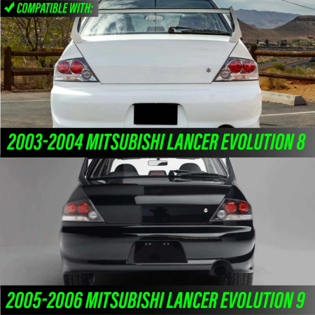 Mitsubishi Lancer 9 (03-07) EVOLUTION фонари задние светодиодные черые тонированные, комплект 2 шт.