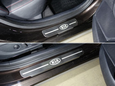 Kia Optima (16–) Накладки на пороги (лист шлифованный логотип KIA) 4шт