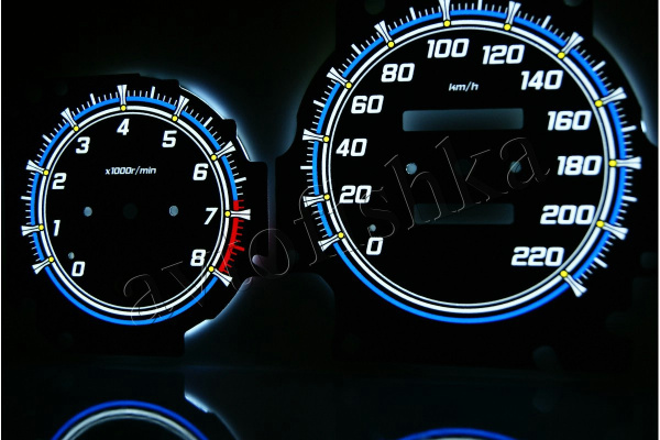 Honda Civic (96-00) светодиодные шкалы (циферблаты) на панель приборов - дизайн 4