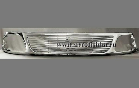 Ford Expedition 1 (97-98) решетка радиатора хромированная, горизонтальный дизайн.
