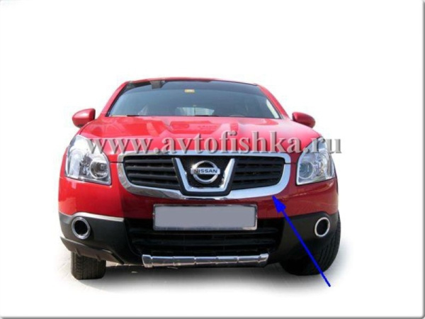 Nissan Qashqai (06-) накладки хромированные на решетку радиатора - рамка, комплект 2 шт.