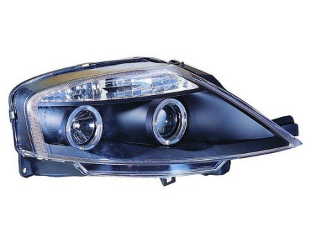 Citroen C3 (02-07) фары передние линзовые черные, со светящимися ободками, с электрокорректором, комплект 2 шт.