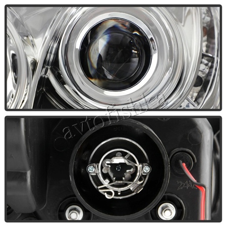 Toyota Camry 30 (01-06) фары передние линзовые хромированные, со светящимися ободками и DRL