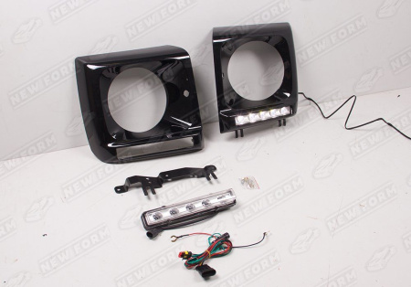 Mercedes-Benz G-Klasse W463 1990 - 2018 Очки на фары черные с хром ДХО